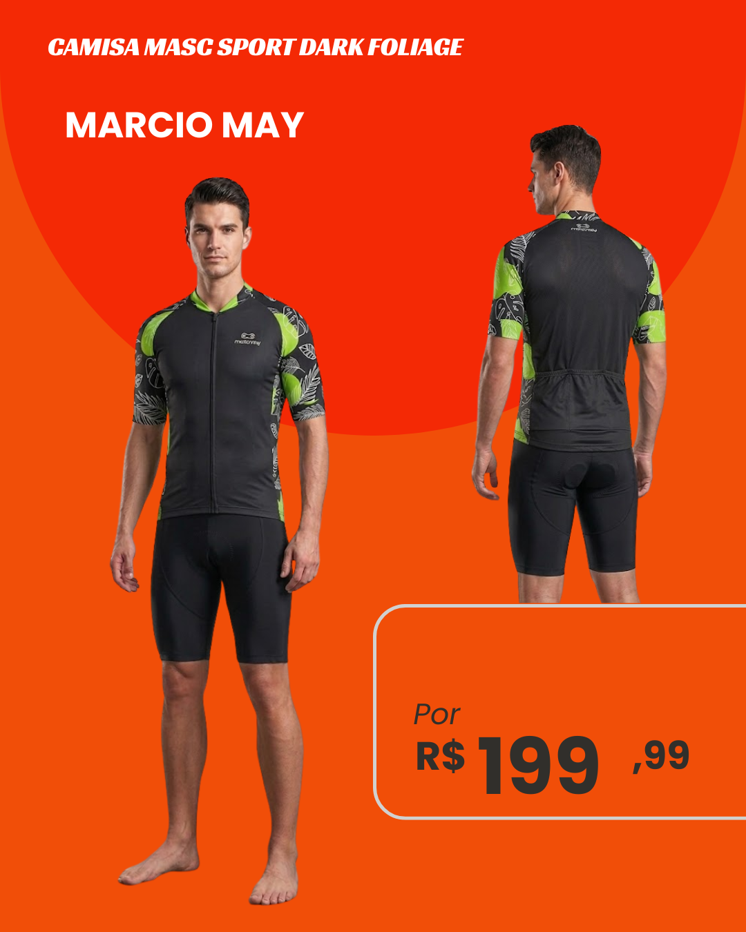 Camisa de Ciclismo Masculina Marcio May Sport Dark Foliage - frente e costas