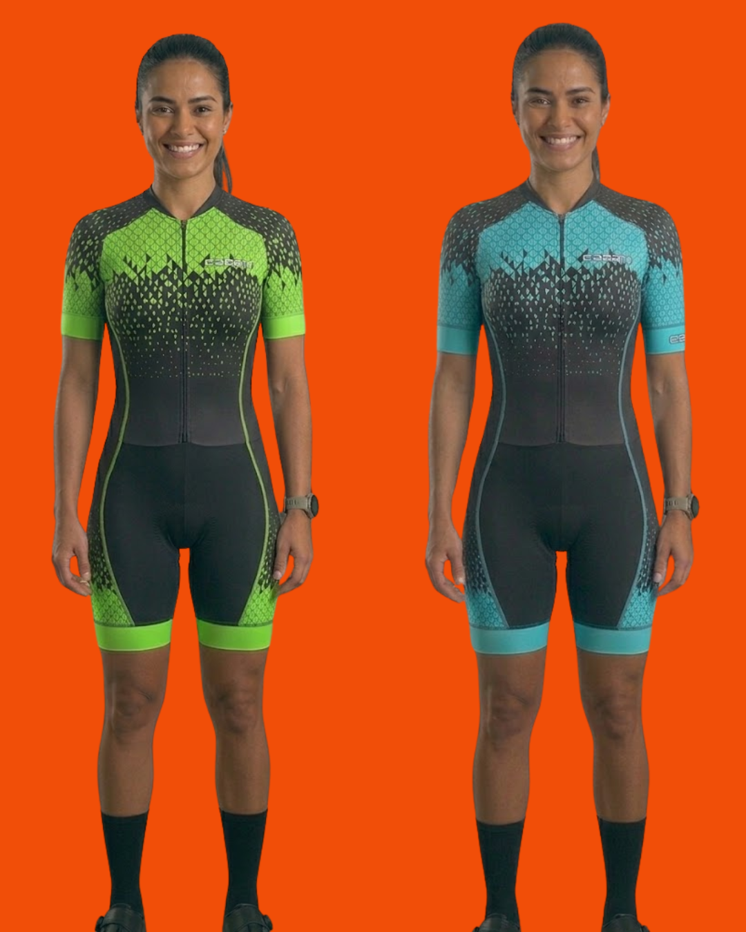 Macaquinho Cabani Form - cores disponíveis: verde neon e azul turquesa