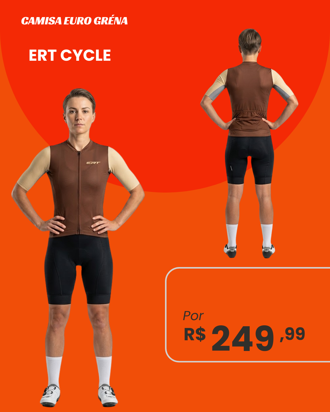 Camisa de Ciclismo ERT Cycle Euro Gréna Marrom e Bege