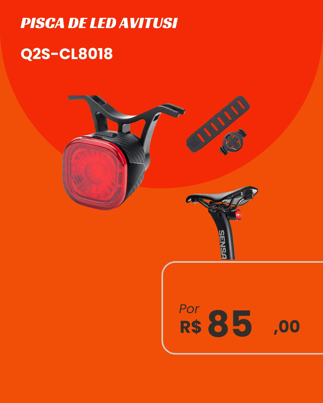 Pisca de LED Avitusi Q2S-CL8018 - Design Aerodinâmico e Alta Visibilidade