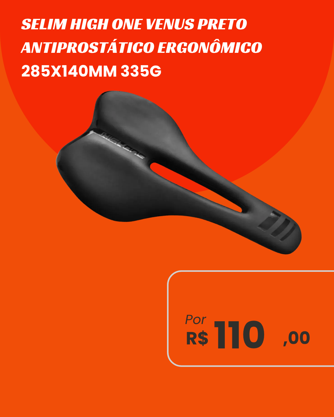 Selim High One Venus Preto - Ergônomico e Antiprostrático 285x140mm
