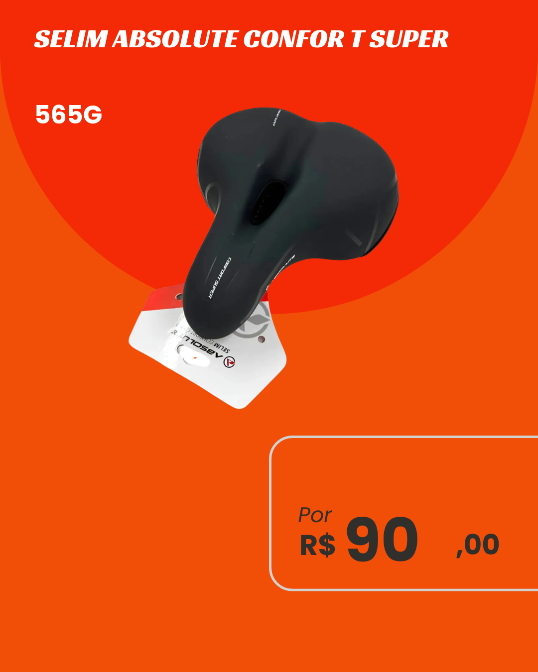Selim Absolute Confort Super - Design Extra Largo e Ergônomico 565g