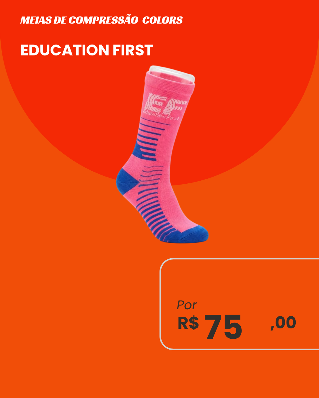 Meia de Compressão Education First Colors Rosa e Azul - Vista lateral