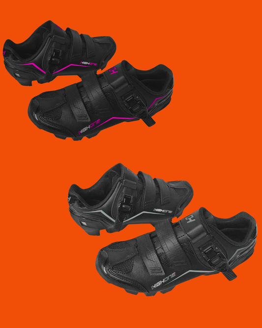 Sapatilha Ciclismo High One MTB Feet - Colorways preto/vermelho e preto/rosa