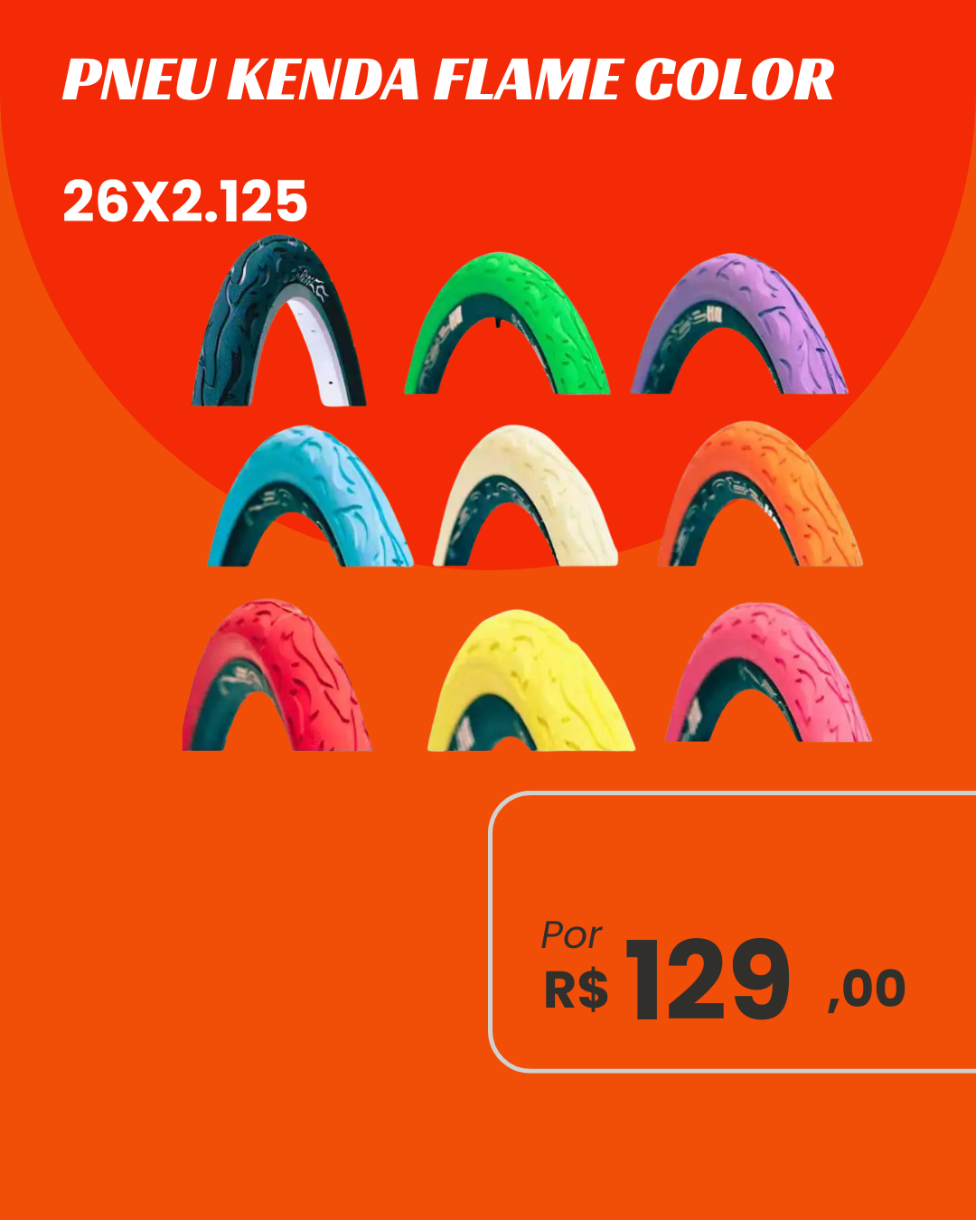Pneu Kenda Flame Color 26x2.125 - Estilo e Performance