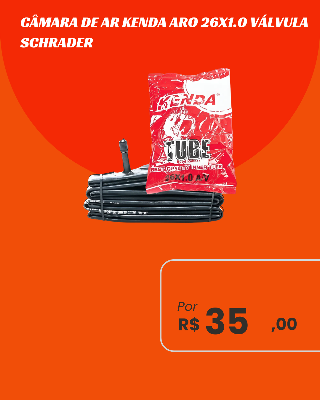 Câmara de Ar Speed Urbana Aro 26x1.0 Kenda Válvula Schrader - Bico Grosso