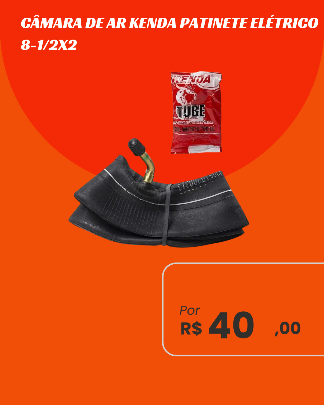 Câmara de Ar Patinete Elétrico Kenda 8-1/2x2 Válvula Schrader