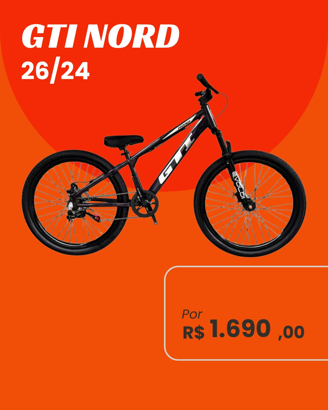 Bicicleta GTI Nord Aro 26 com Freio a Disco