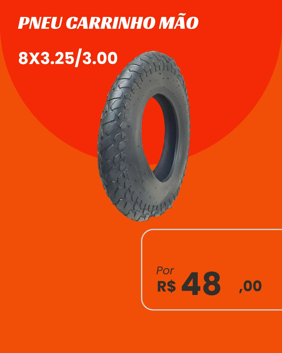 Pneu para Carrinho de Mão Vee Rubber 3.25/3.00-8 - Alta Resistência