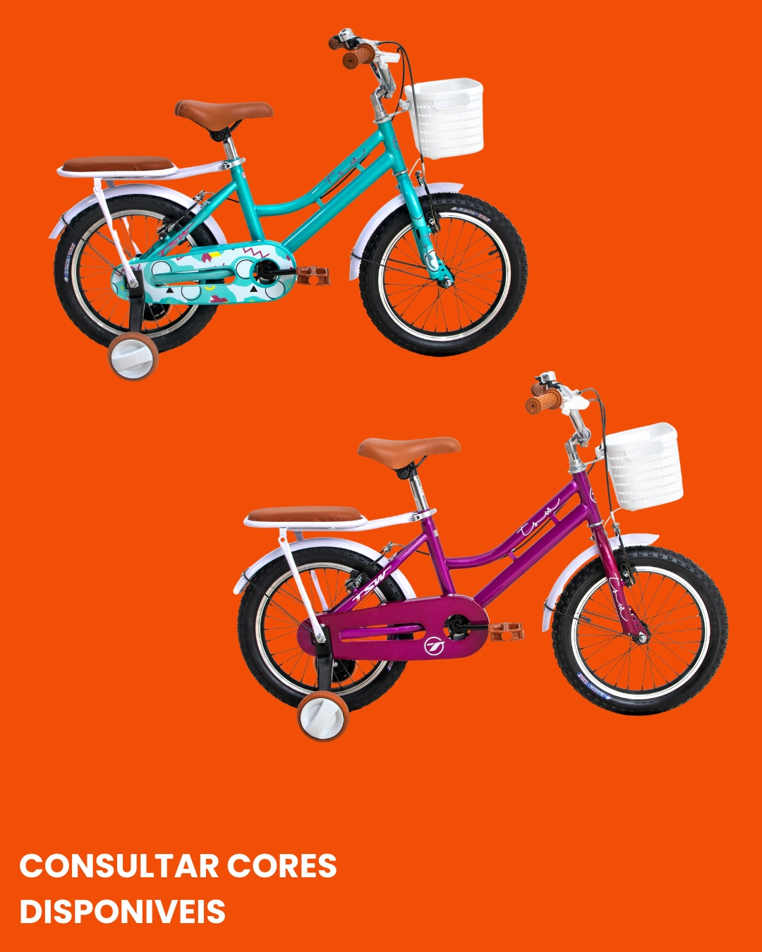 Bicicleta TSW Retrô Aro 16 Infantil Feminina com Rodinhas e Cestinha Estilo Vintage