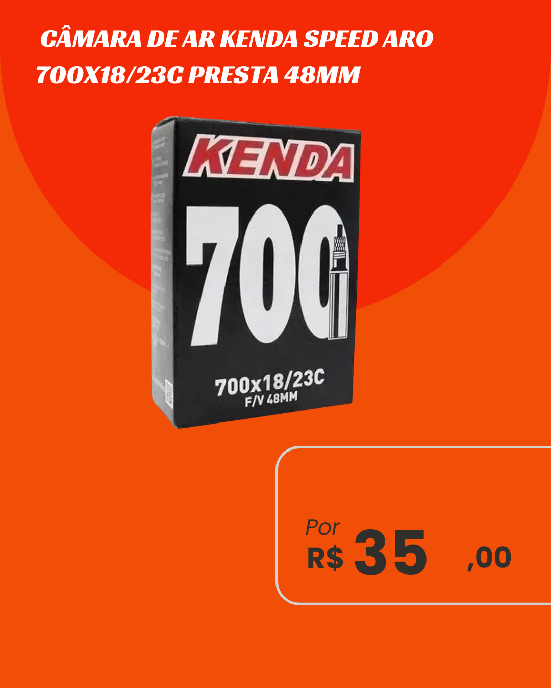 Câmara de Ar Speed 700x18/23c Kenda Válvula Presta 48mm