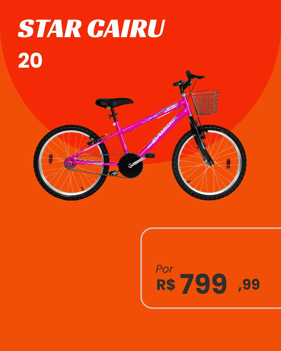 Bicicleta Cairu Star Aro 20 Infantil Feminina com Para-lamas