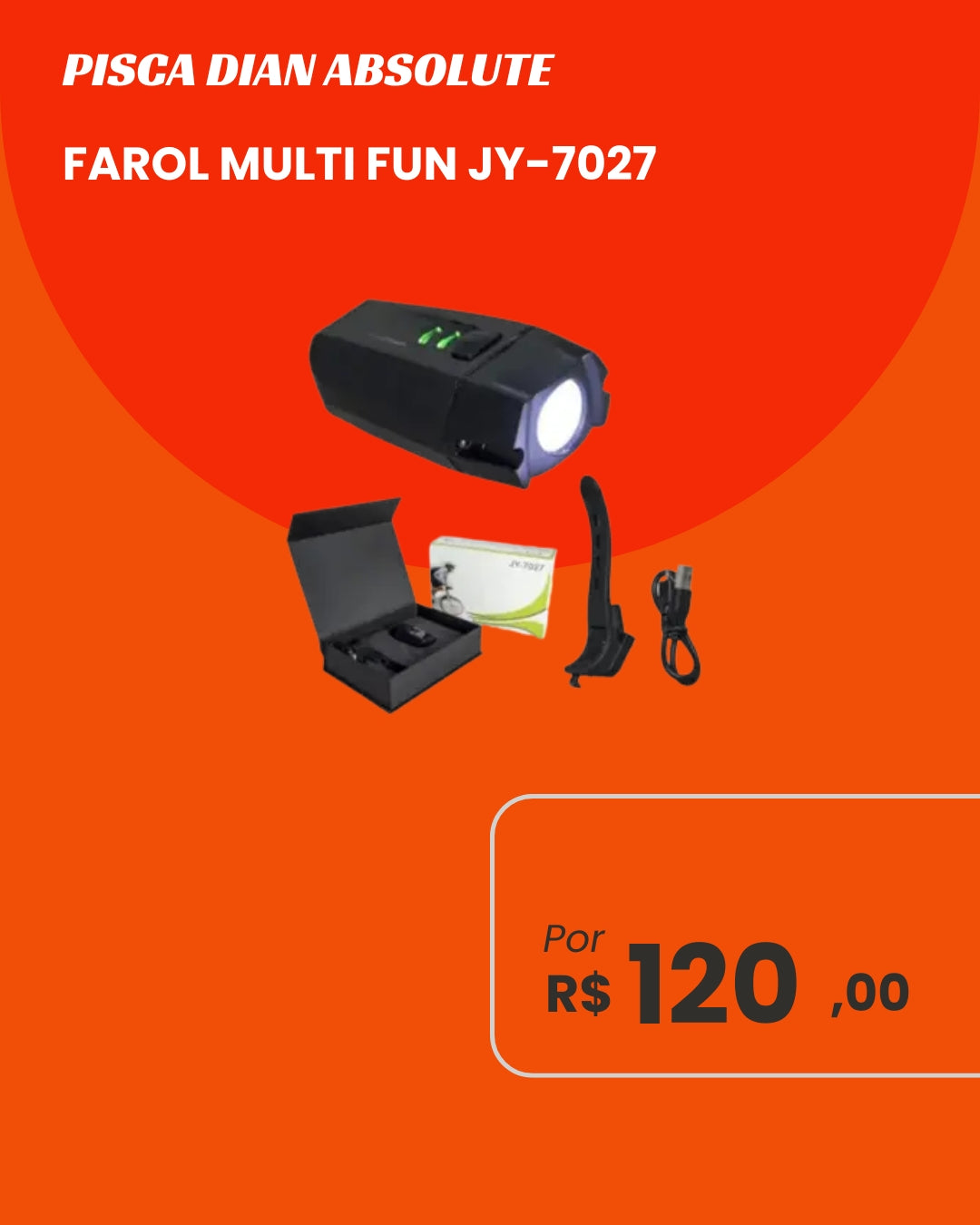 Lanterna Dianteira Absolute VY-7027 - Iluminação Potente e Segurança Urbana