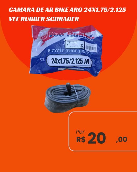 Câmara de Ar Bicicleta Aro 24 Vee Rubber Válvula Schrader - Bico Grosso