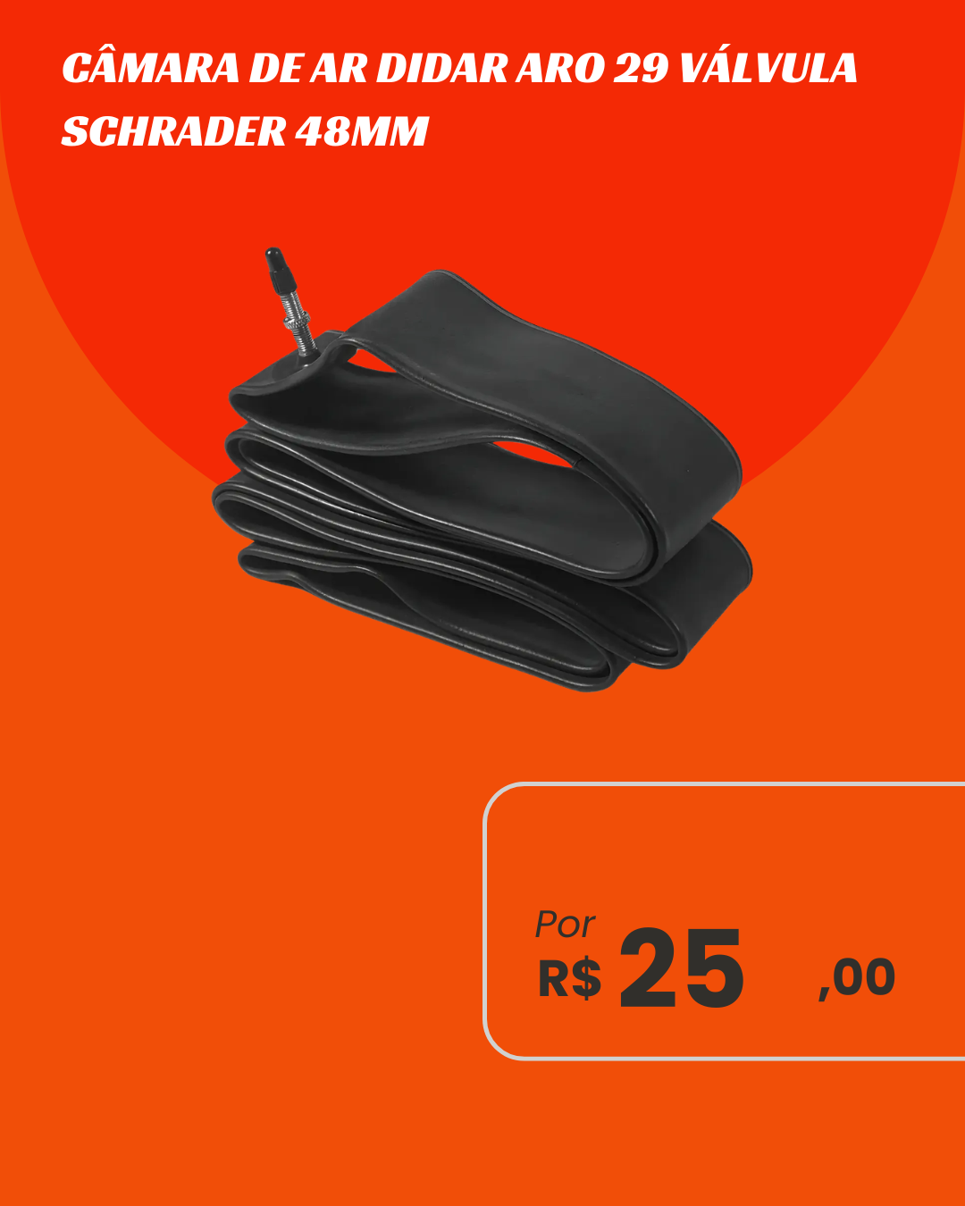Câmara de Ar MTB Aro 29 Didar Válvula Schrader 48mm - Bico Grosso