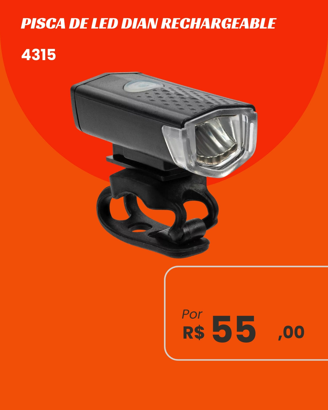 Pisca Dianteiro LED Recarregável USB 4315 - Praticidade e Segurança