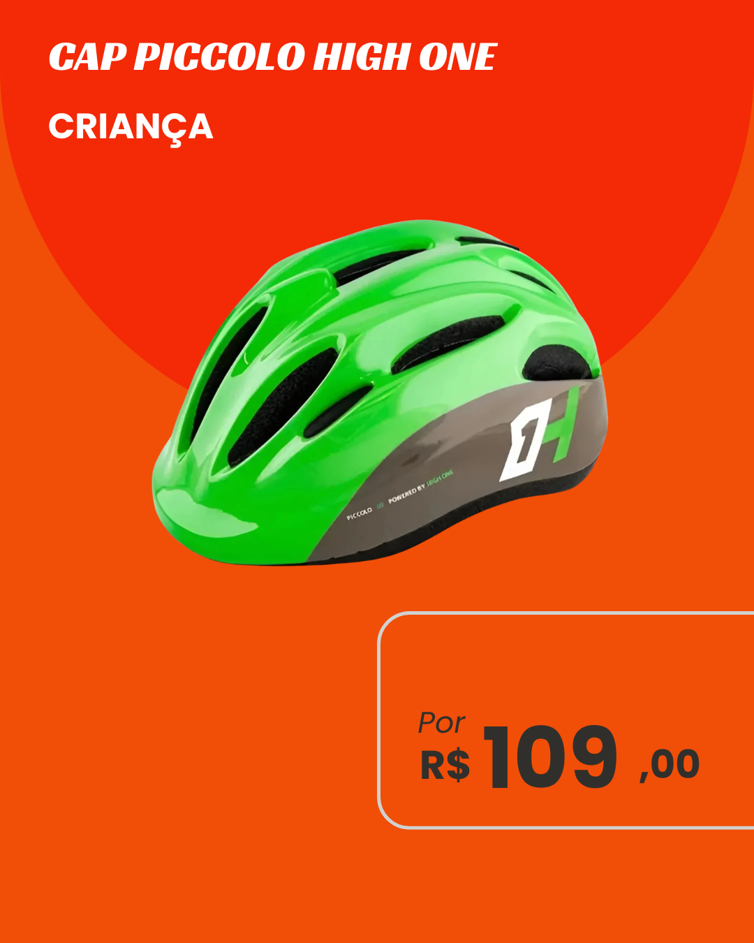 Capacete Piccolo High One Infantil - Verde Vibrante e Proteção Leve