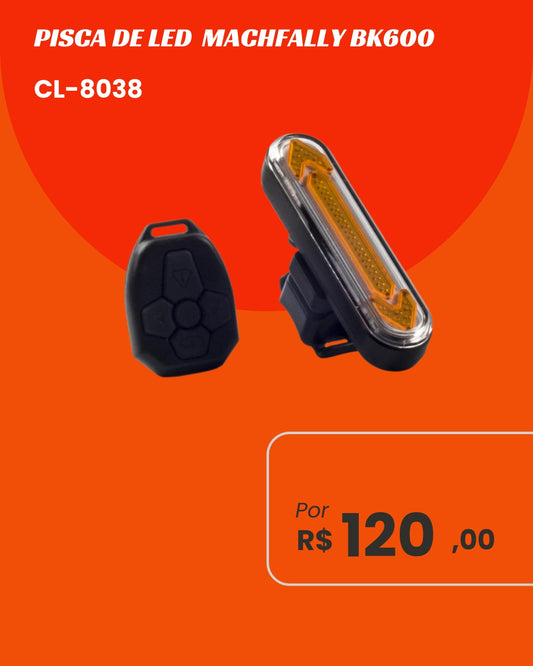 Pisca de LED Machfally BK600 - Setas Direcionais e Controle Sem Fio