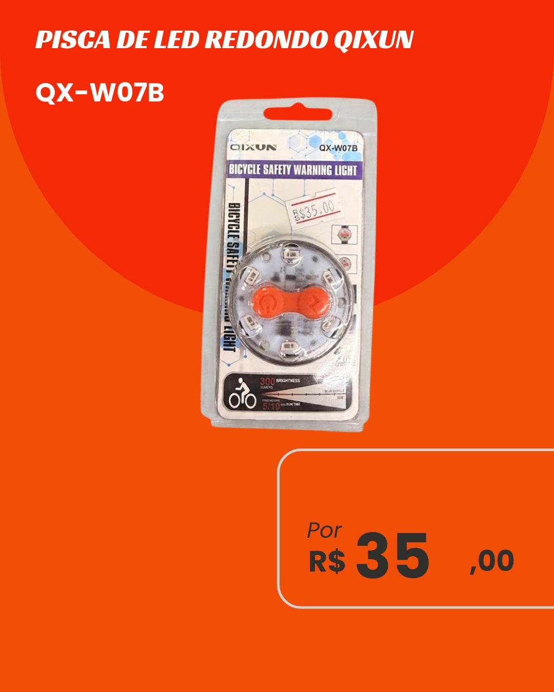Pisca de LED Redondo Qixun QX-W07B - 300 Lúmens e Recarregável