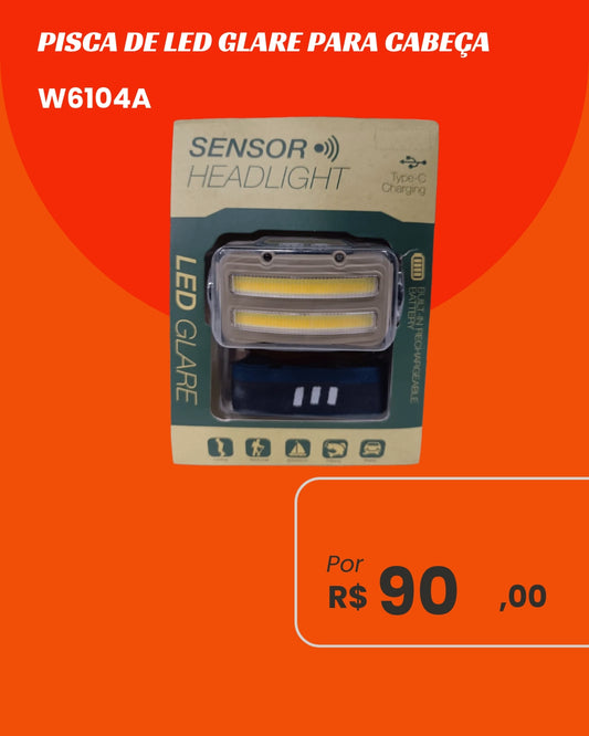 Lanterna de Cabeça LED Glare W6104A - Sensor de Movimento e USB-C