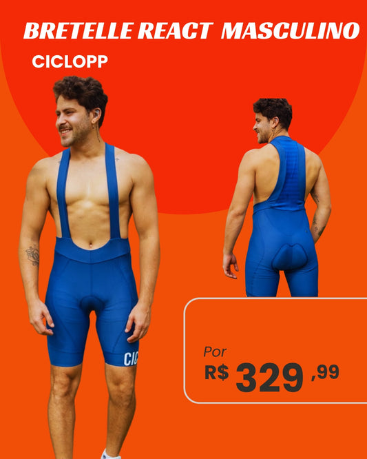 Bretelle de Ciclismo Masculino Ciclopp React Azul Royal - frente e costas