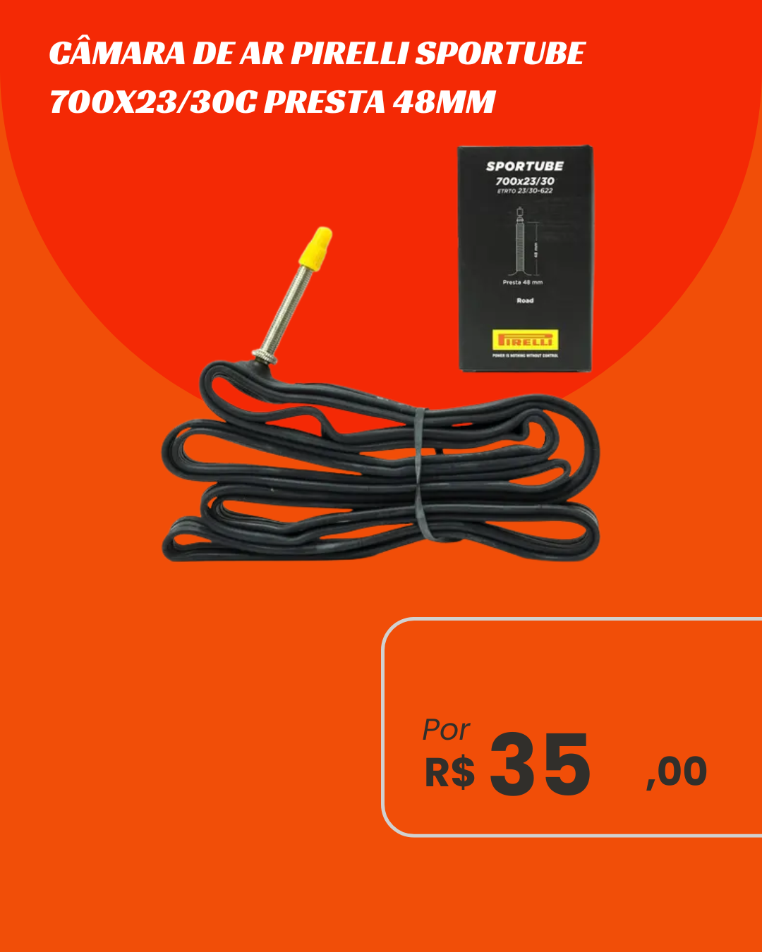 Câmara de Ar Speed 700x23/30c Pirelli Sportube Válvula Presta 48mm