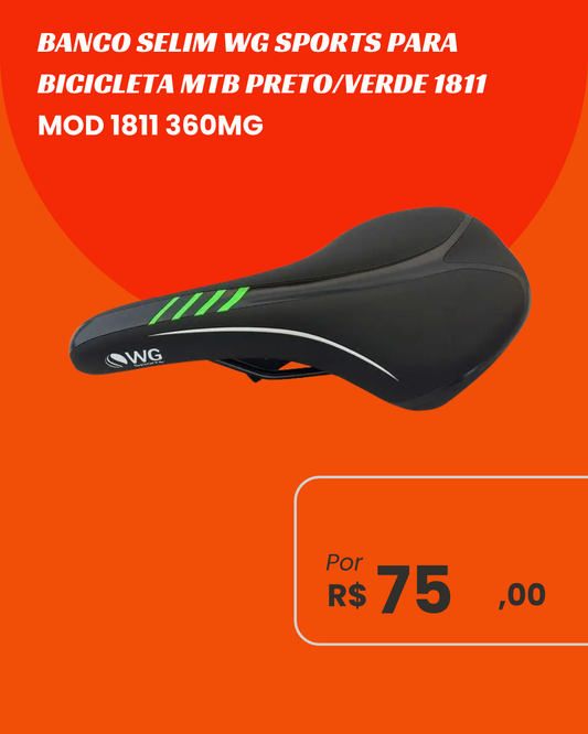 Banco Selim WG Sports MTB 1811 - Preto/Verde 360g