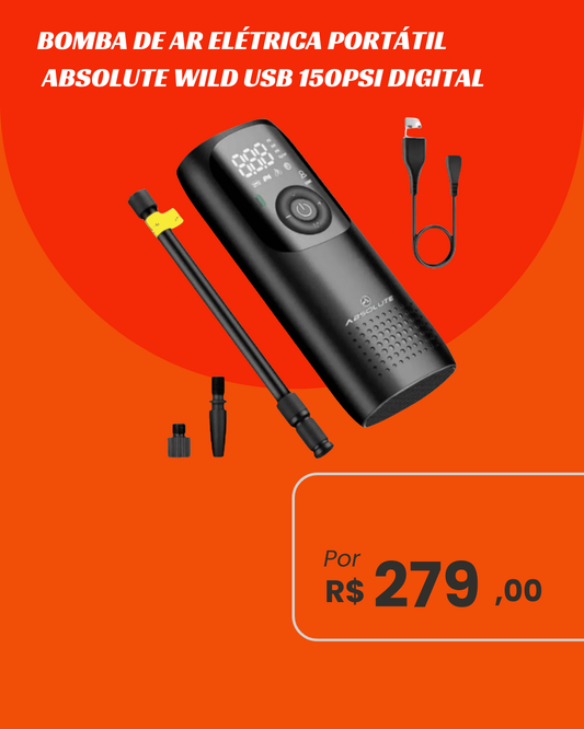 Bomba de Ar Elétrica Portátil Absolute Wild 150 PSI Digital USB