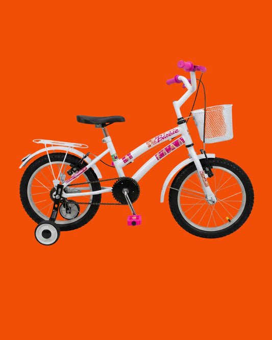 Bicicleta Samy Barbie Aro 16 Infantil Feminina com Rodinhas e Cestinha