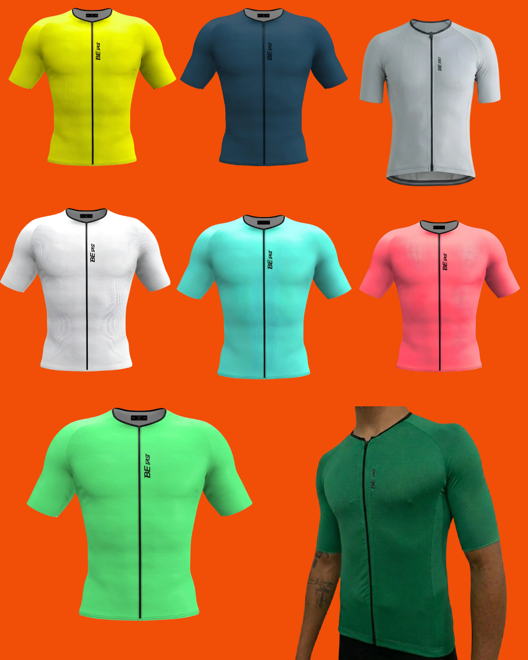 Camiseta de Ciclismo Be Fast New Fast Zíper Full Black - frente e costas