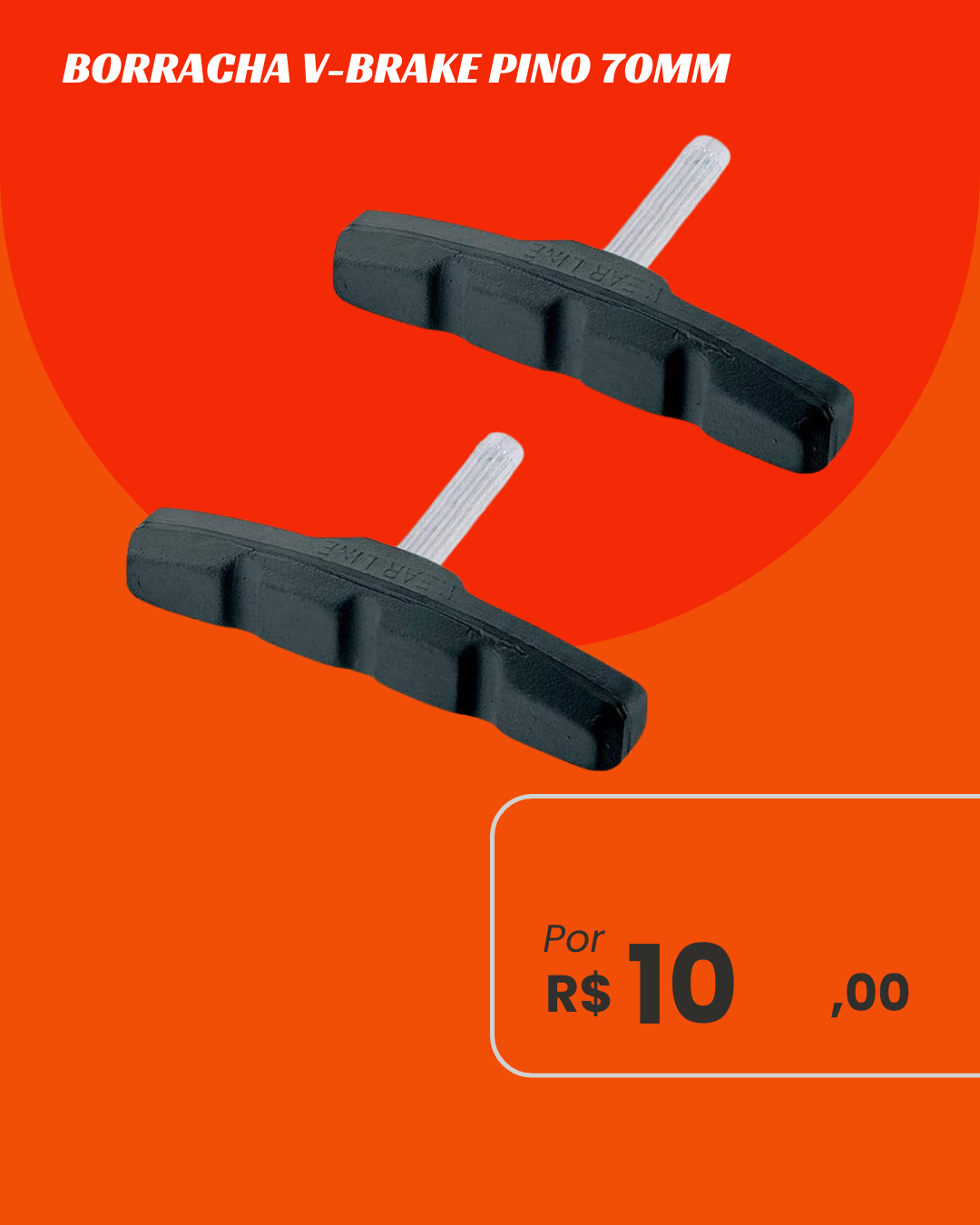 Sapata de Freio V-Brake Borracha Pino 70mm Wear Line - Par