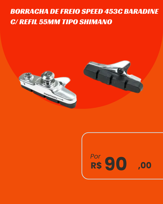 Sapata de Freio Speed Baradine 453C com Refil 55mm Tipo Shimano - Par