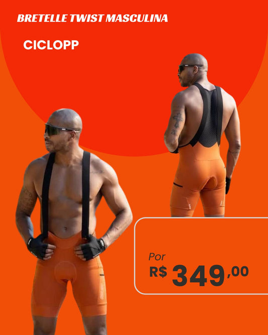 Bretelle de Ciclismo Masculino Ciclopp Twist Terracota - frente e costas