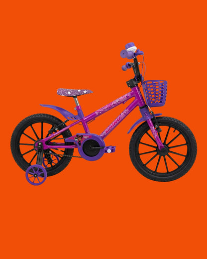 Bicicleta Cairu C-High Aro 16 Infantil Feminina com Rodinhas e Cestinha