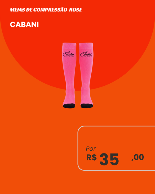 Meia de Compressão Cabani Rose Rosa e Preta - Par frontal