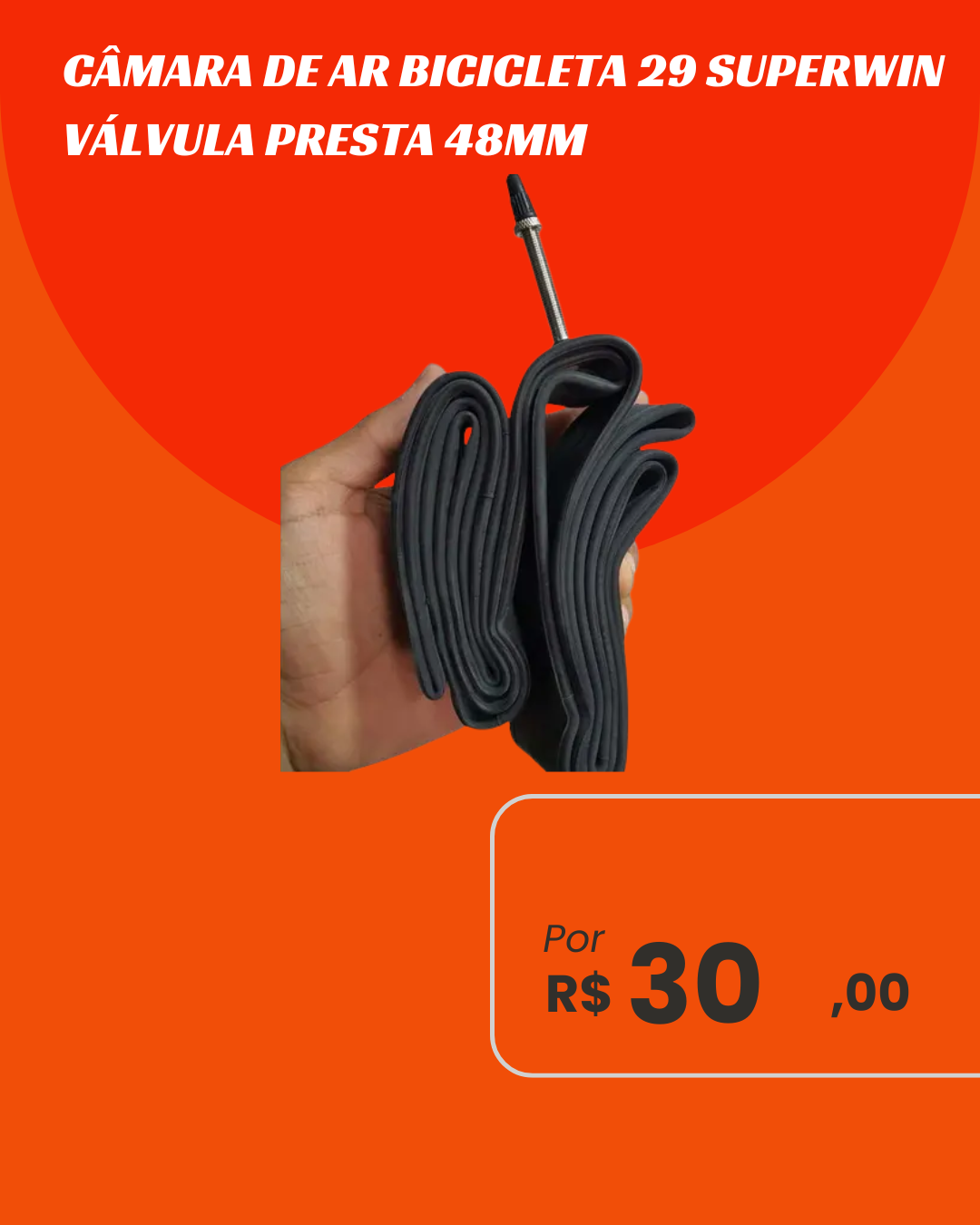 Câmara de Ar Bicicleta 29 Superwin Válvula Presta 48mm - Até 2.125