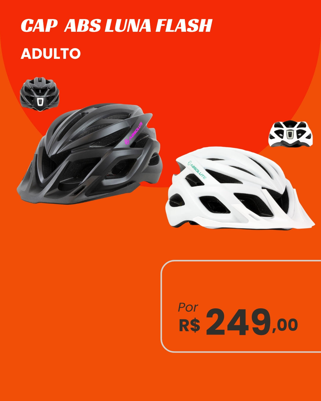Capacete Absolute Luna Flash Adulto - Com LED Integrado