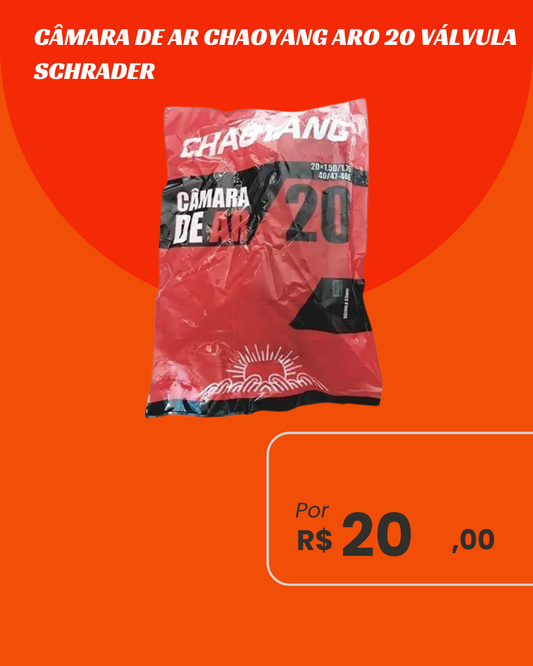 Câmara de Ar Bicicleta Aro 20 Chaoyang Válvula Schrader - Bico Grosso