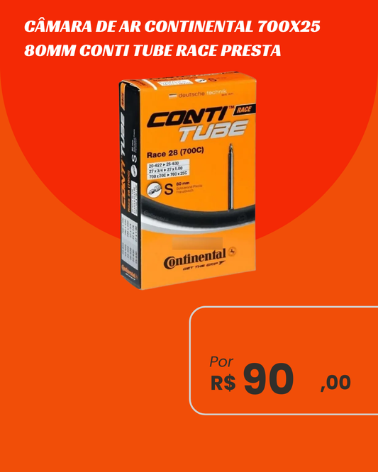 Câmara de Ar Speed 700x20/25c Continental ContiTube Race Válvula Presta 80mm