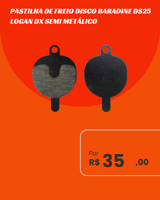 Pastilha de Freio a Disco Semi Metálico Baradine DS25 Padrão Logan DX / Zoom