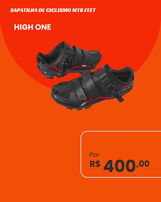Sapatilha Ciclismo High One MTB Feet Preta e Vermelha - Vista lateral par