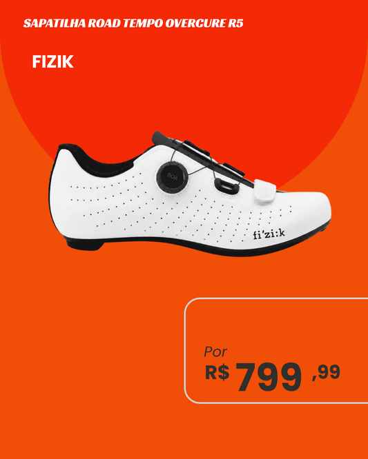 Sapatilha Ciclismo Speed Fizik Tempo Overcurve R5 Branca - Vista lateral