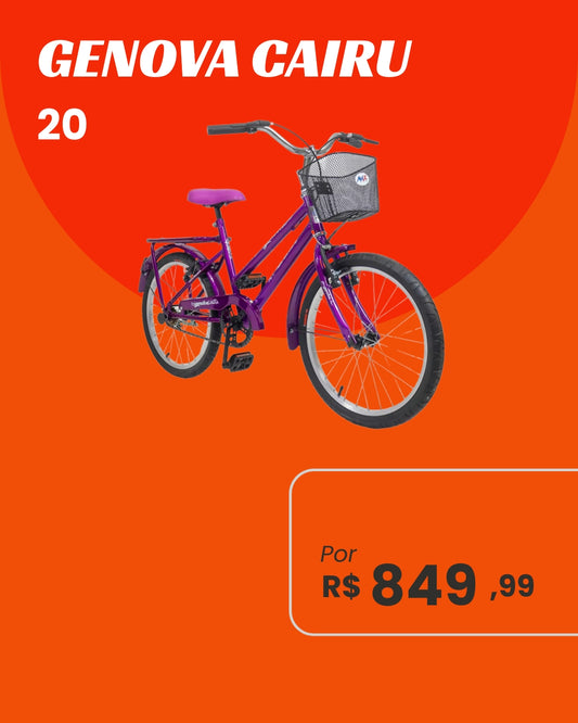 Bicicleta Cairu Genova Aro 20 Infantil Feminina com Cestinha