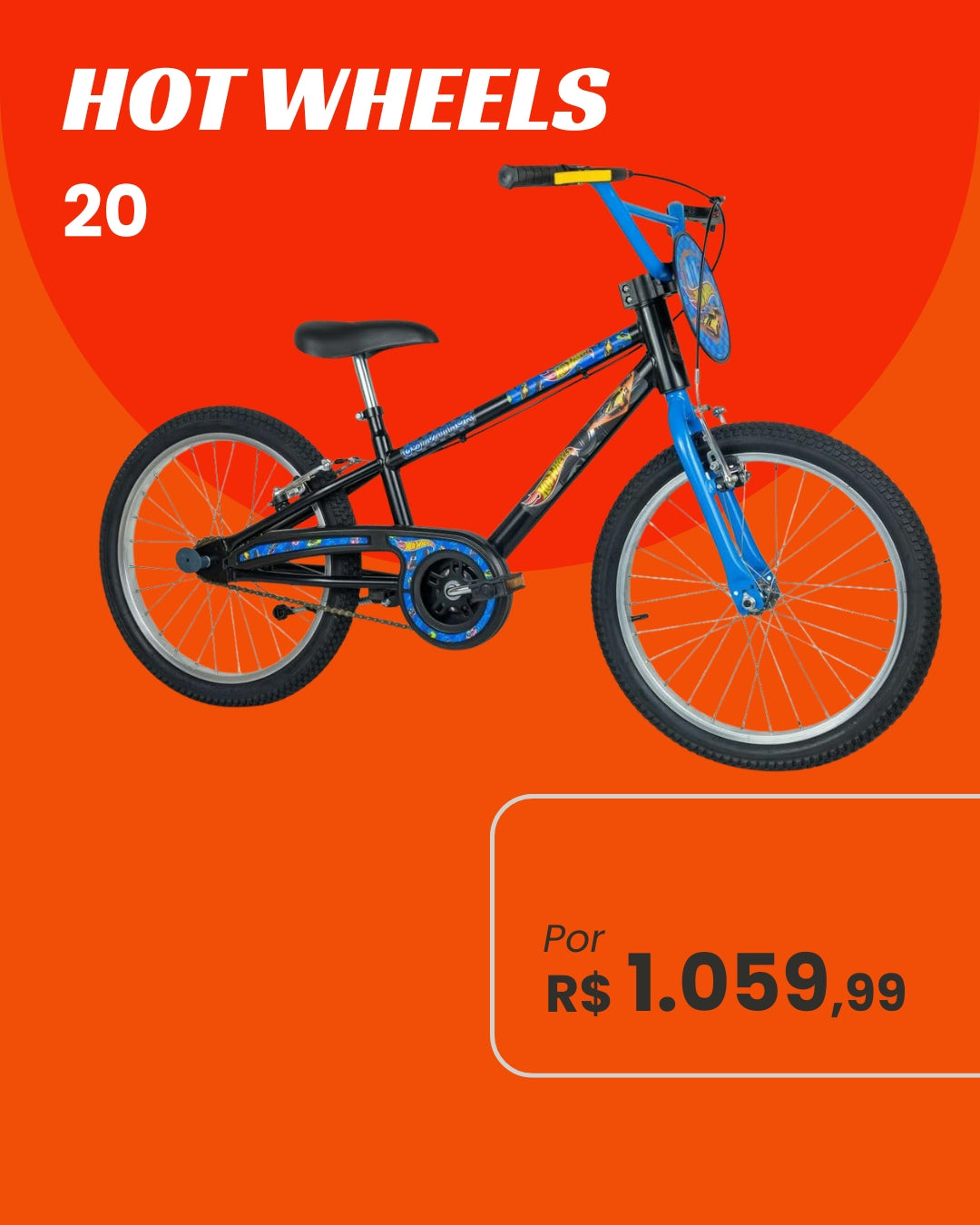Bicicleta Hot Wheels Aro 20 Infantil Masculina Licenciada