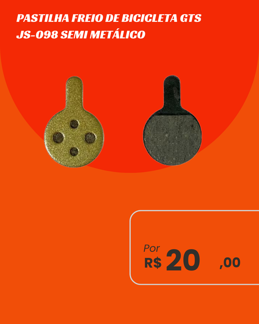 Pastilha de Freio a Disco GTS JS-098 Quadrada Furada Semi-Metálica - Par