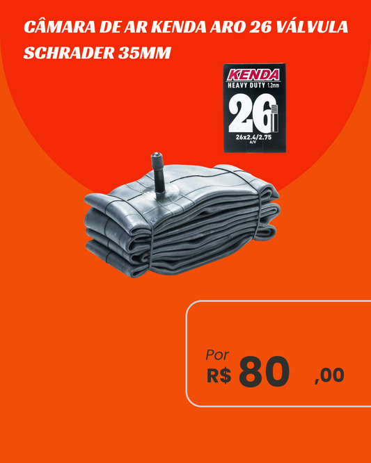 Câmara de Ar Bicicleta 26 Kenda Heavy Duty 1.2mm Bico Grosso - 2.4 a 2.75