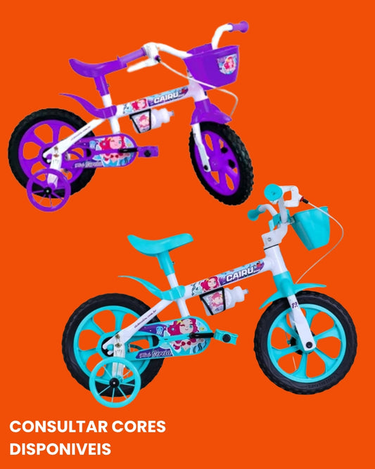 Bicicleta Cairu Mini Sereia Aro 12 Infantil Feminina com Rodinhas Várias Cores