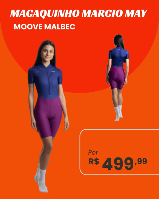 Macaquinho de Ciclismo Feminino Marcio May Moove Malbec - frente e costas