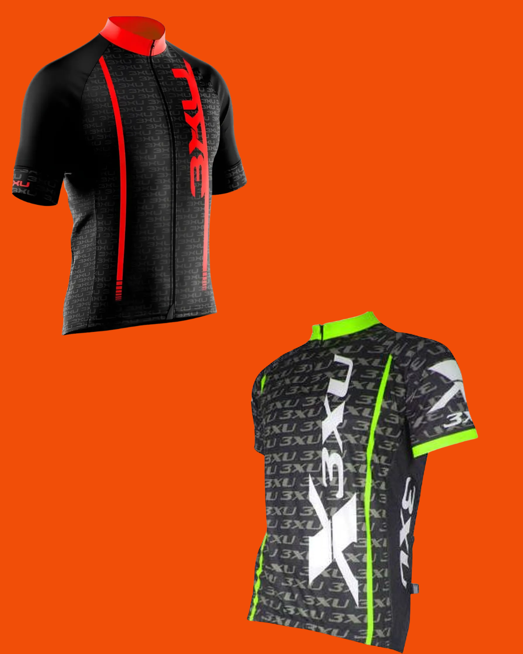 Camiseta Masculina de Ciclismo Refactor 3XU Multiplied Preta e Azul - frente e costas