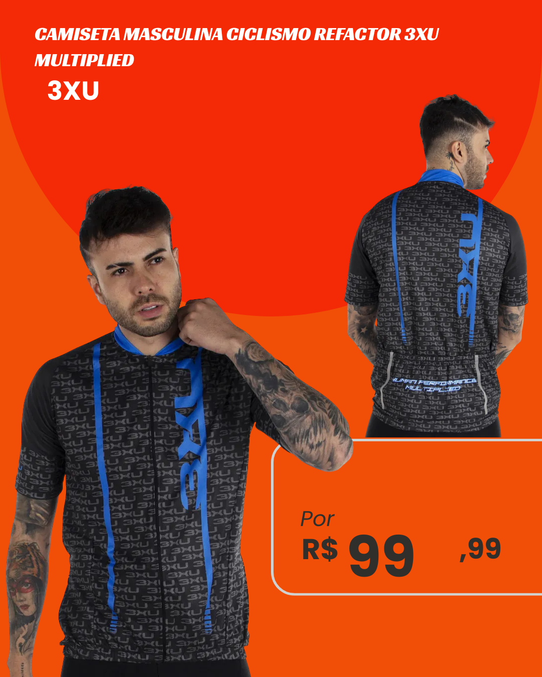 Camiseta Masculina Refactor 3XU Multiplied - cores disponíveis: vermelho e verde neon